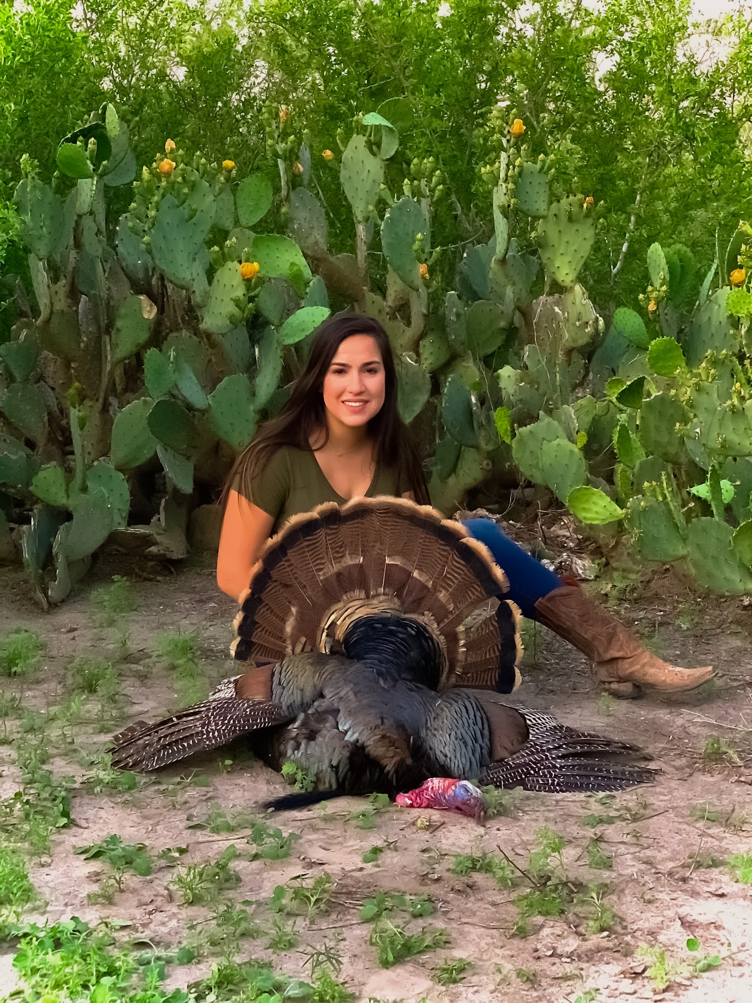 Lady hunter with Rio Grande turkey South Texas